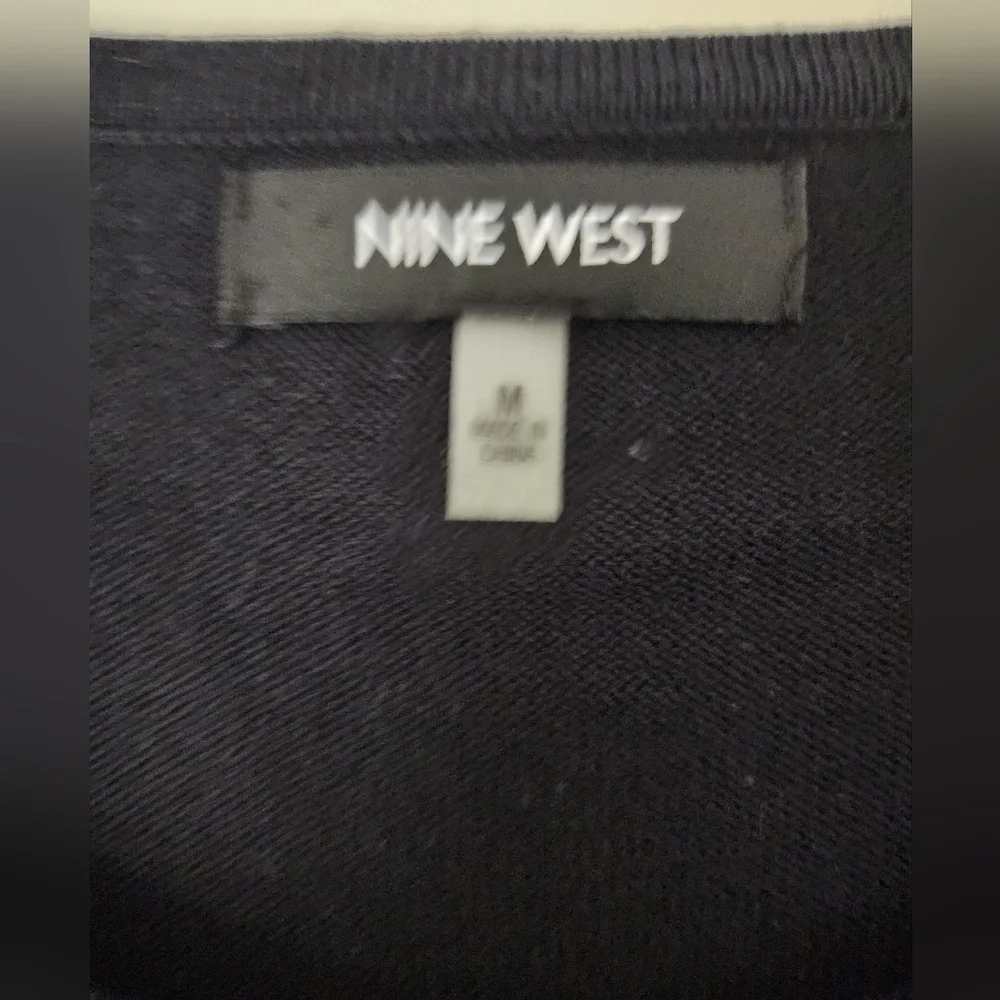 Nine West Women's Black Bell Sleeve Sweater Dress Ruffle Hem Size M - Picture 5 of 5